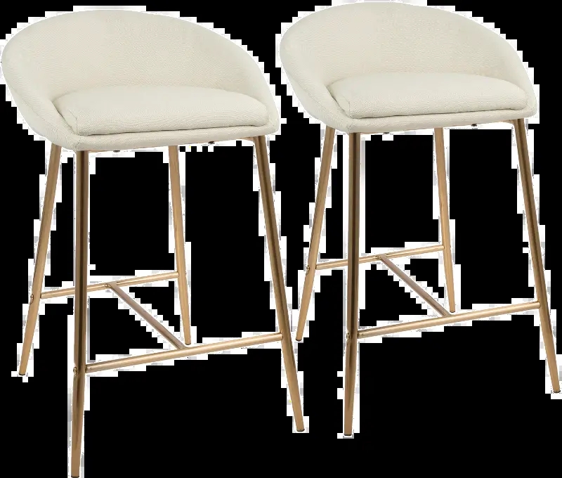 Counter Stool Cream Textured Upholstery Metal Legs