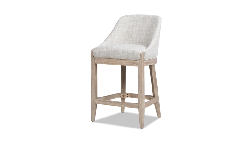 Counter Stool Curved Back Upholstered Whitewashed Finish Two-Tone Palette