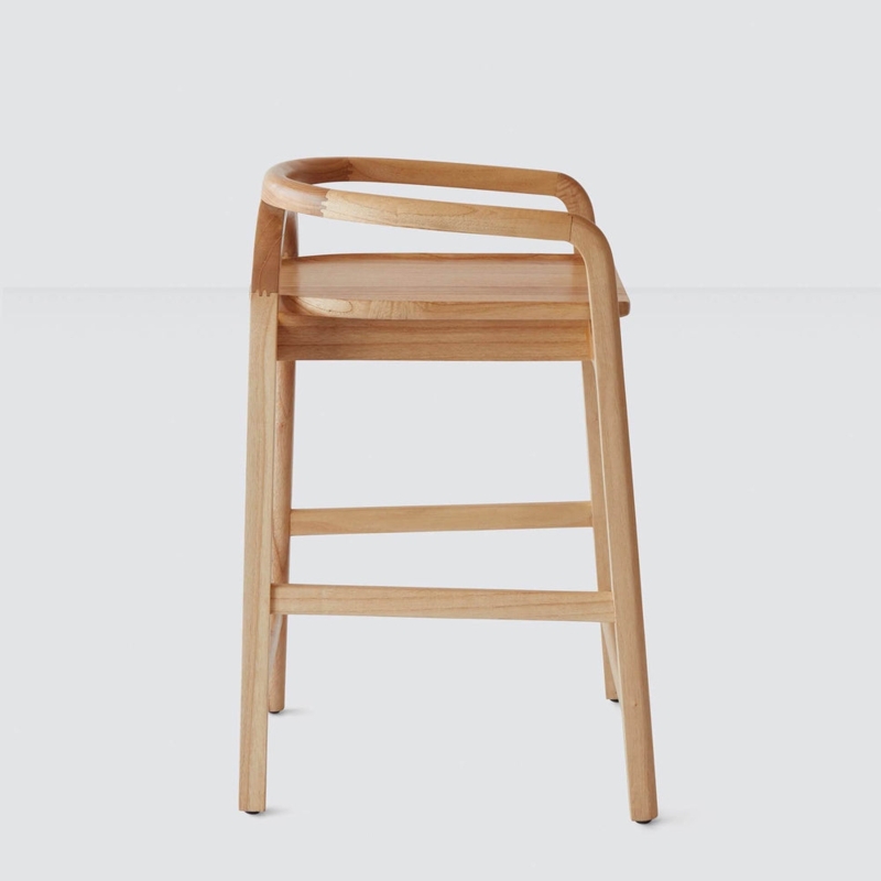 Counter Stool Curved Wraparound Back Light Wood Minimalist Kitchen