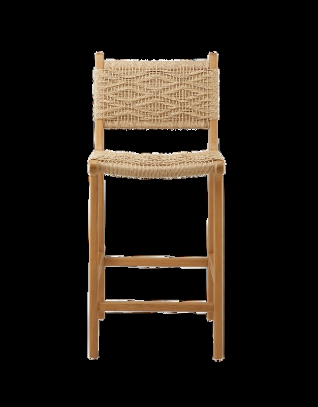 Counter Stool Diamond Weave Backrest Natural Woven Rope