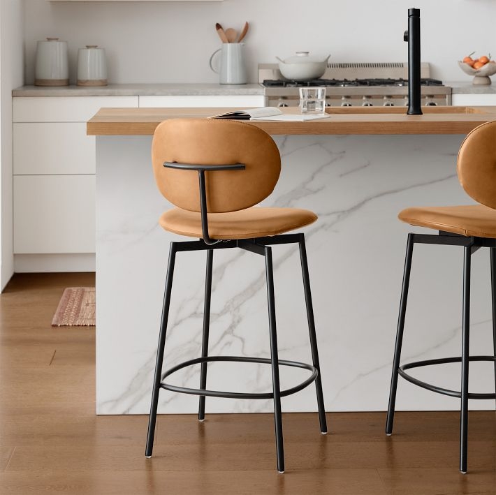 Counter Stool featuring Floating Backrest and Cognac Seats