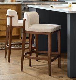 Counter Stool featuring Textured Weave Upholstery, Wrap-Around Footrest
