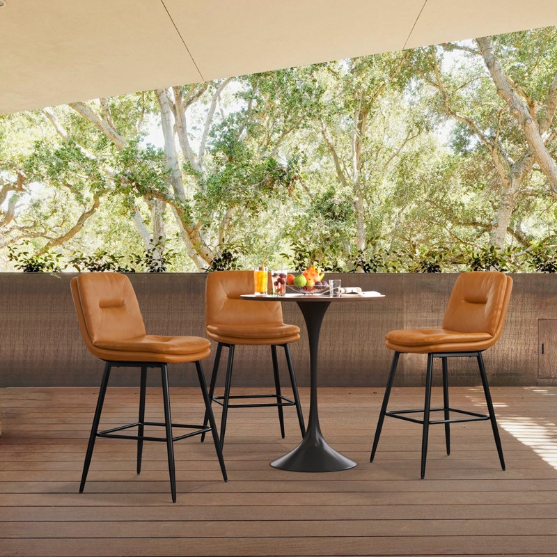 Counter Stool for Outdoor use with Black Iron Frame