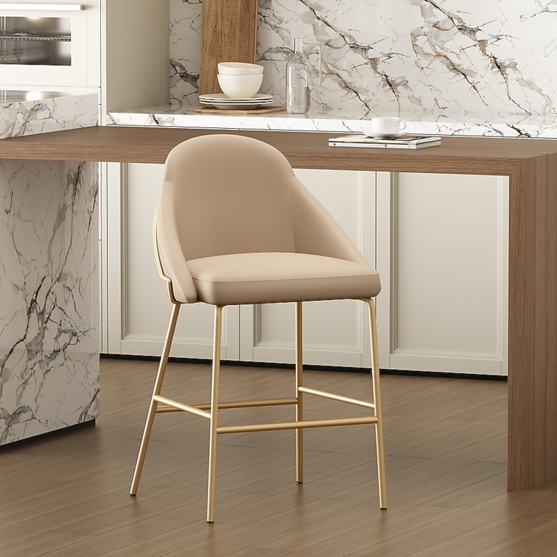 Counter Stool Gold Combination Curved Silhouette Glam Style