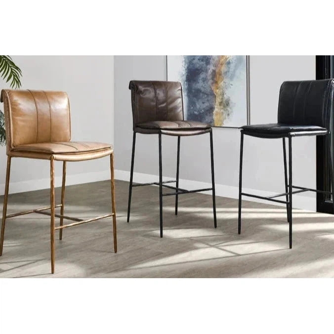 Counter Stool Industrial Minimalist with Channel Stitched Back