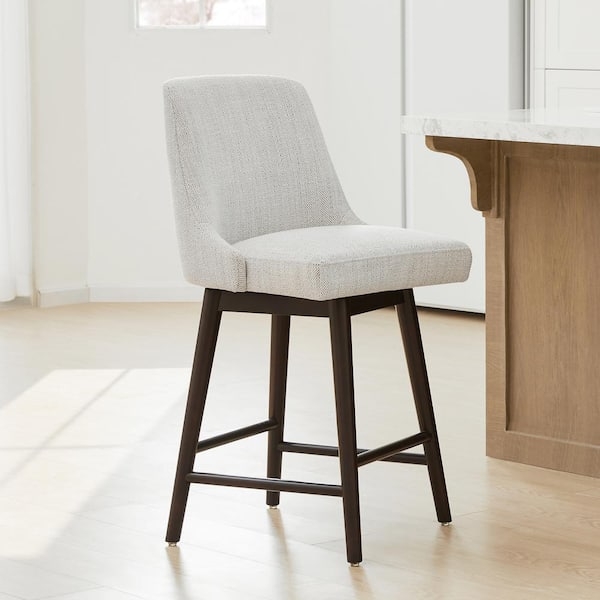 Counter Stool Ivory Woven Swivel High Back for Kitchen