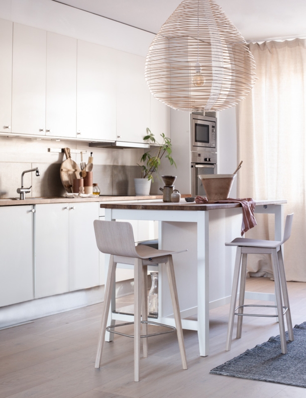 Counter Stool Light Wood Danish Style with Curved Seat Profile