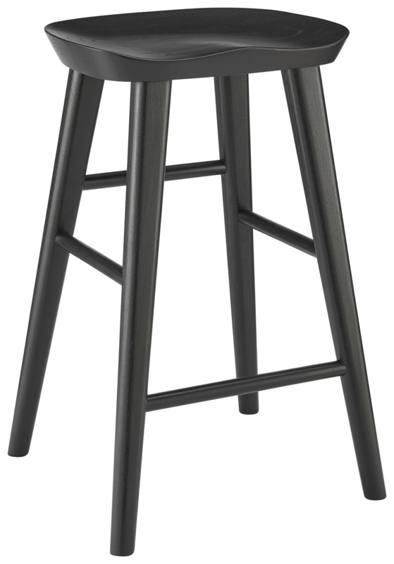 Counter Stool Matte Black Finish Contoured Saddle Seat