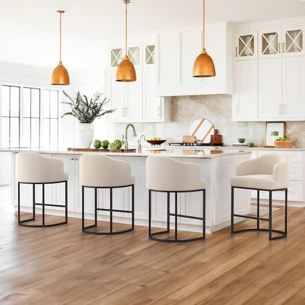 Counter Stool Matte Black Sled Base Curved Back Modern