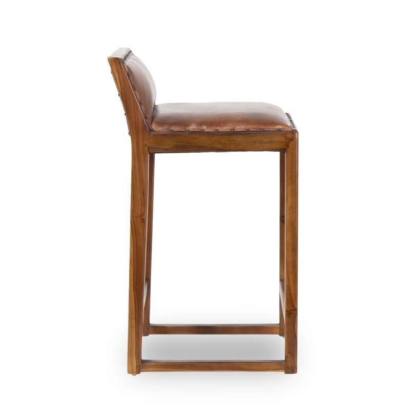 Counter Stool Modern Rustic with Wood Toned Frame and Square Legs