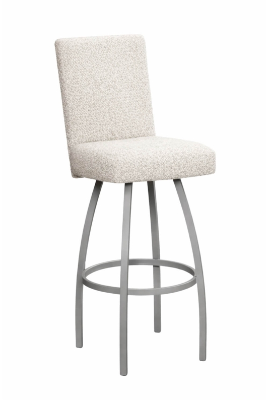 Counter Stool Off White Boucle Upholstery High Back Silver Metal Legs