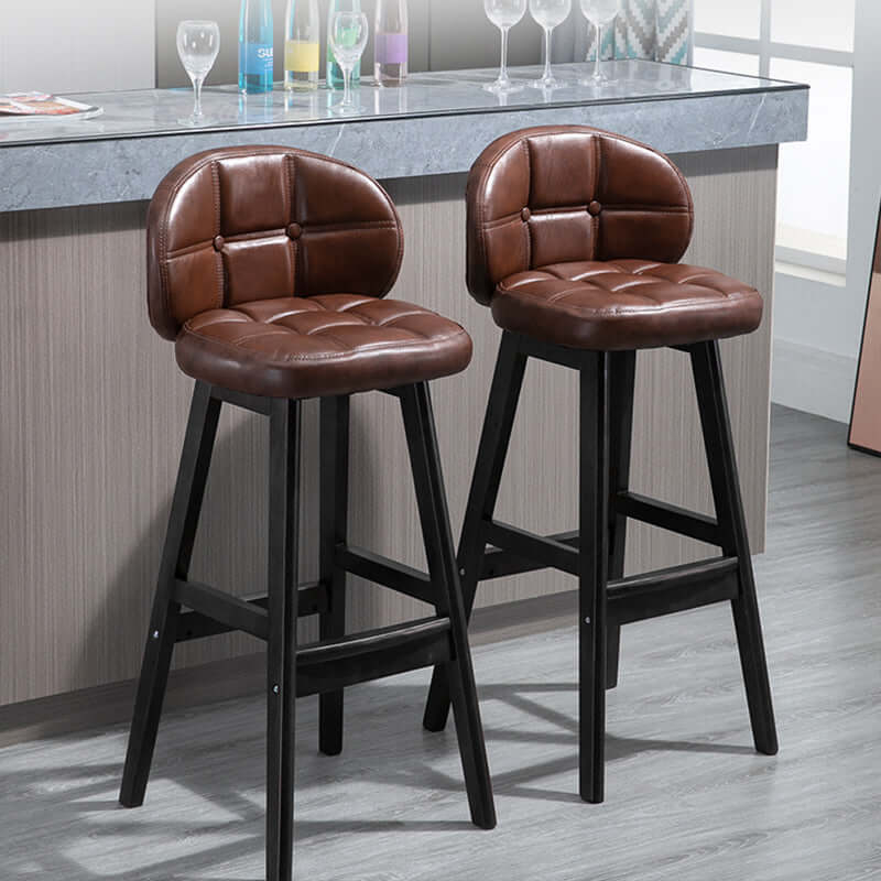 Counter Stool Retro Mid Century with Button Tufted Wrap Around Back