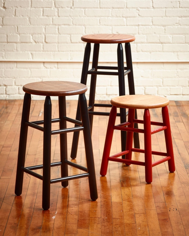 Counter Stool Round Top Backless Shaker Style Wood Toned