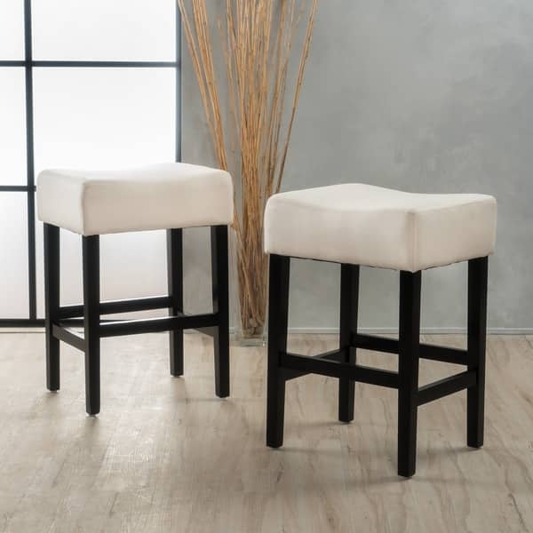 Counter Stool Saddle Seat Curve Frame Off-White