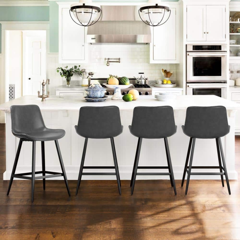 Counter Stool Set featuring Low Back Silhouette and Tapered Metal Legs
