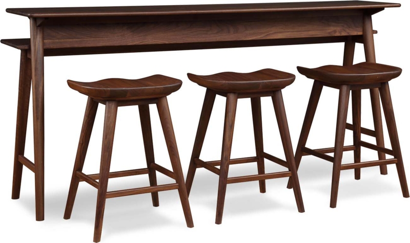 Counter Stool Set with Angled Legs and Dark Walnut-Toned Finish