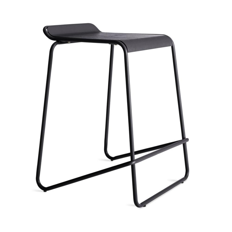 Counter Stool Sled Base Matte Black Low Back Lip Minimalist