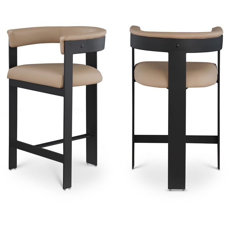 Counter Stool T-Shaped Back Support Minimalist Metal Frame