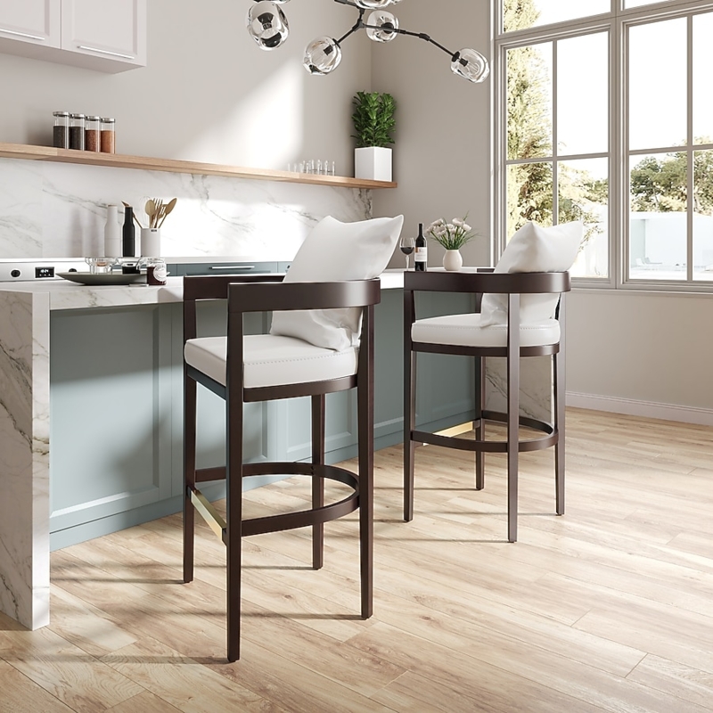 Counter Stool Transitional Dark Walnut with Integrated Arms