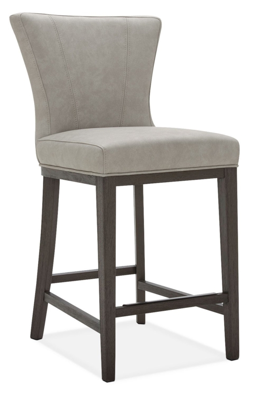 Counter Stool Upholstered Flared Back Vertical Stitching Dark Wood
