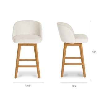 Counter Stool Upholstered Swivel Seat with Light Oak Wood Base