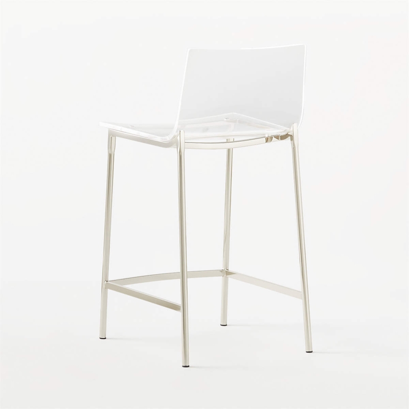 Counter Stool with Polished Nickel Legs & Invisible Profile Seat