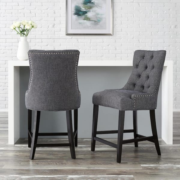 Counter Stool with Tufted Back and Nailhead Trim Details
