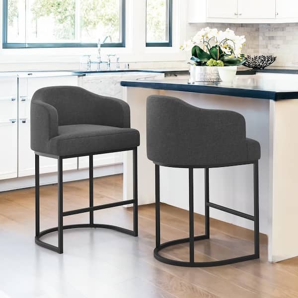 Counter Stool with U-Shaped Metal Base and Wrap Around Back
