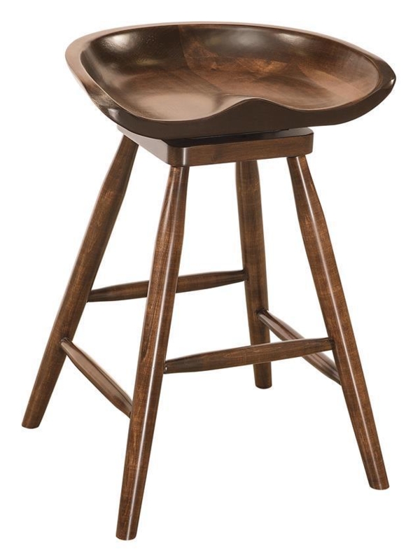 Counter Stool Wood Saddle Seat Swivel Tapered Legs
