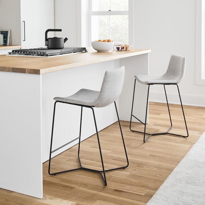 Counter Stools Geometric Base Sculpted Seat Minimalist Modern