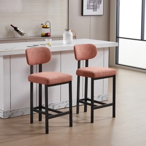 Counter Stools with Black Metal Frame Orange Armless Modern