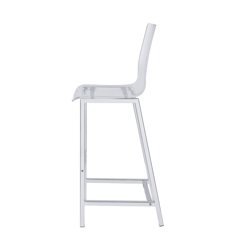 Counter Stools with Polished Chrome Metal Frame and Clear Seat