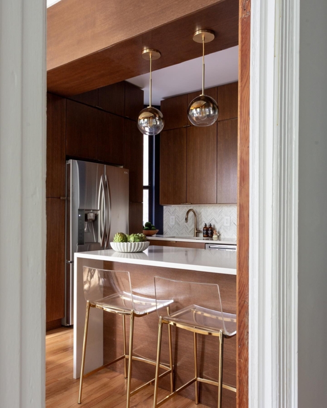 Counter Stools with Tapered Gold Legs & Transparent Acrylic Seat