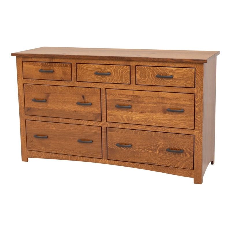 Craftsman Mission Style Dresser in Honey Tone with Dark Metal Pulls