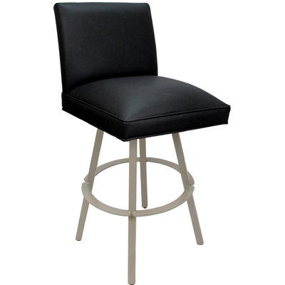 Cream Metal Base Swivel Bar Stool Extra Tall Black Seat