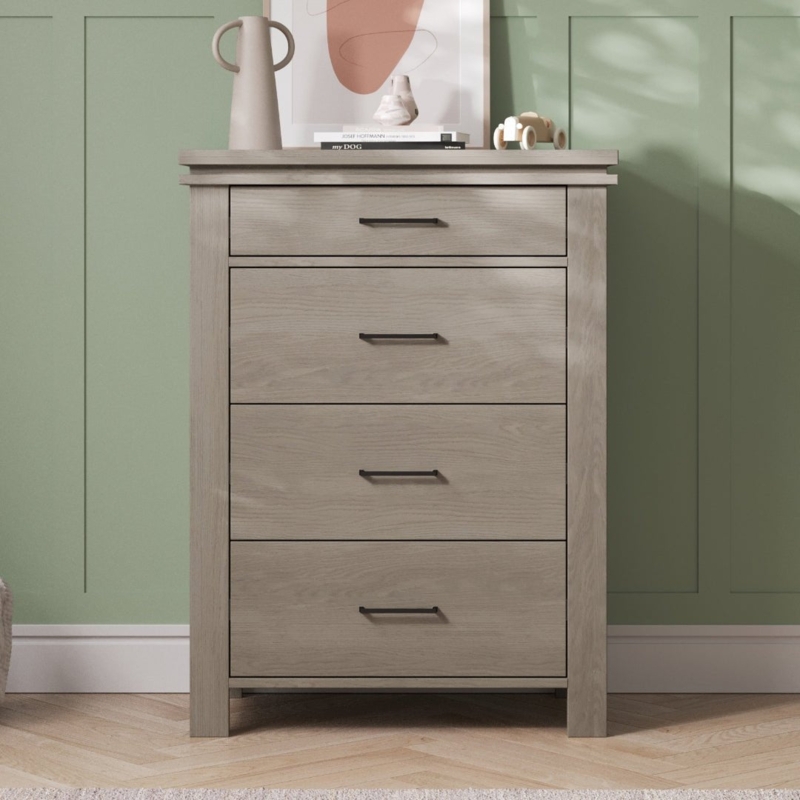 Crescent Gray 4-Drawer Chest with Slim Black Hardware