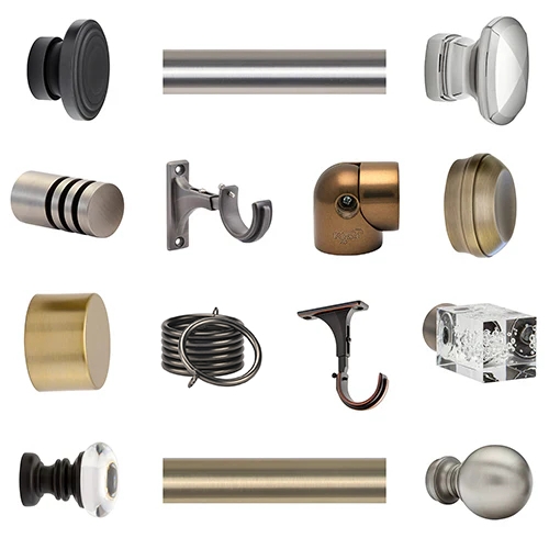 Curtain Hardware Assortment with Glass and Metal Finial Options