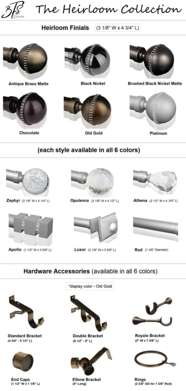 Curtain Hardware Collection featuring Rhinestone Banded Finials
