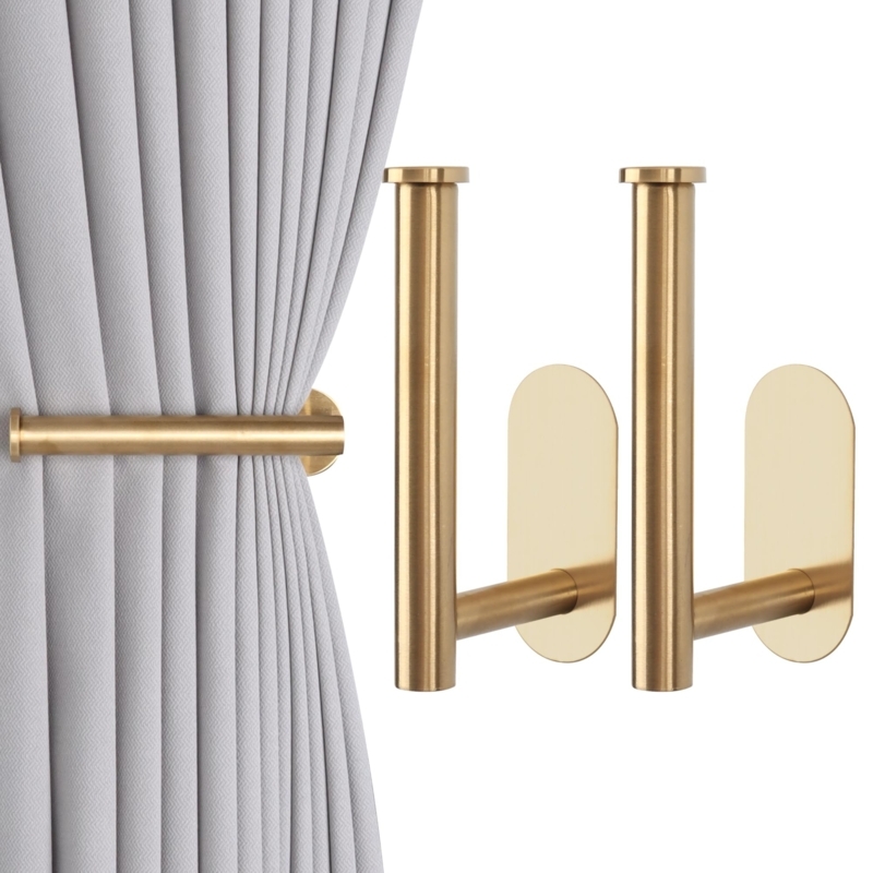 Curtain Holdback featuring L-Shaped Silhouette, Minimalist Brushed Finish