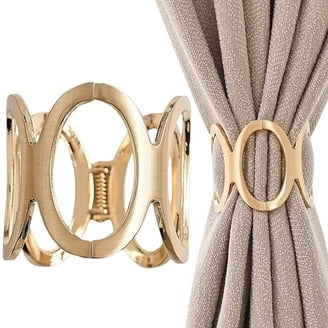Curtain Holdback Gold Toned Medallion, Interlocking Ovals and Spring Clip