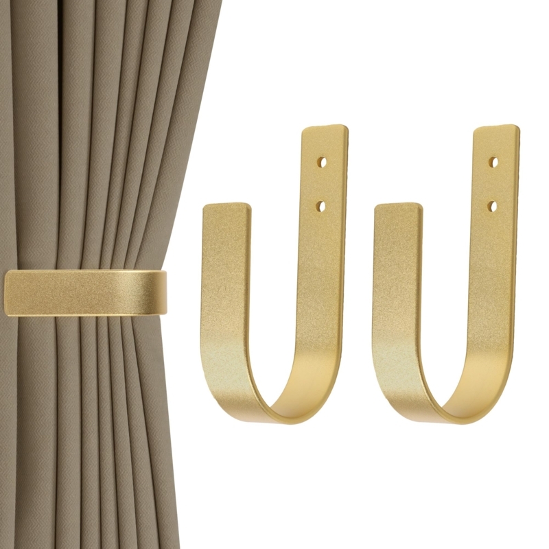 Curtain Holdback in U-Shaped Matte Finish, Minimalist Metal Tiebacks