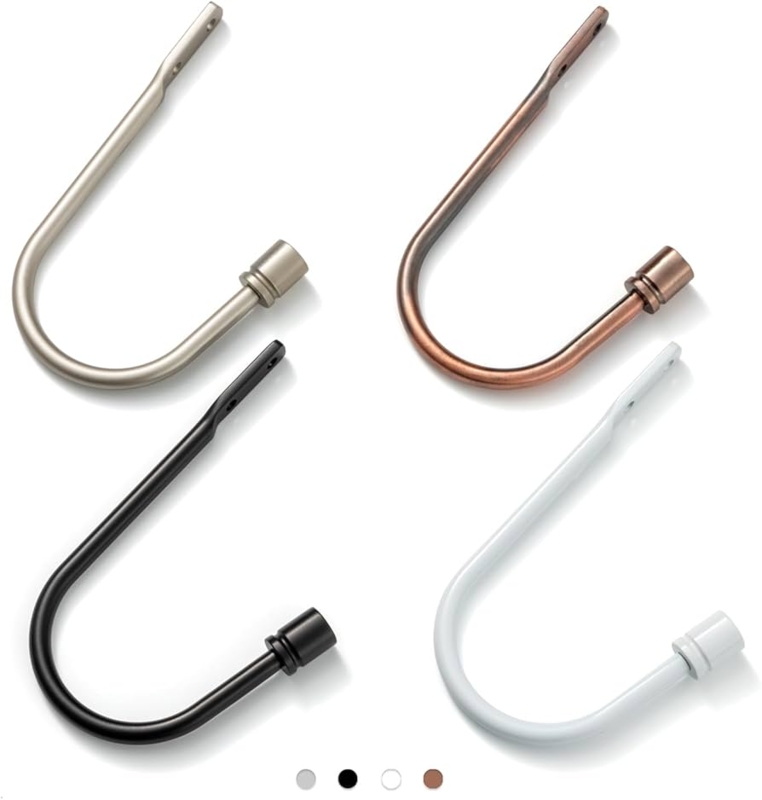 Curtain Holdback J-Hook Shape with Cylindrical End Cap