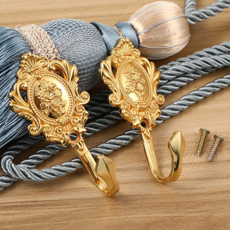 Curtain Holdback with Floral Relief styling Rope Tiebacks, Traditional