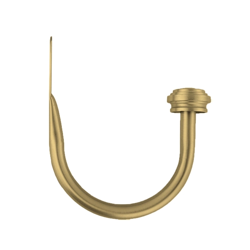 Curtain Holdback with Tiered Finial, Brushed Finish Transitional Hardware