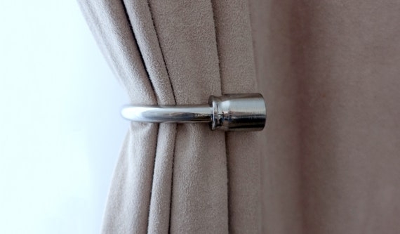 Curtain Holdbacks: Polished Silver Finish with Cylindrical Finial