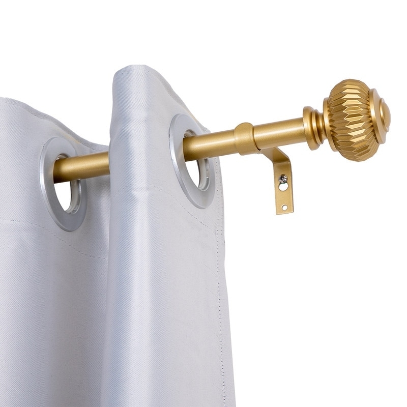 Curtain Rod Faceted Finial Brushed Gold | Modern Grommet Curtain Hardware