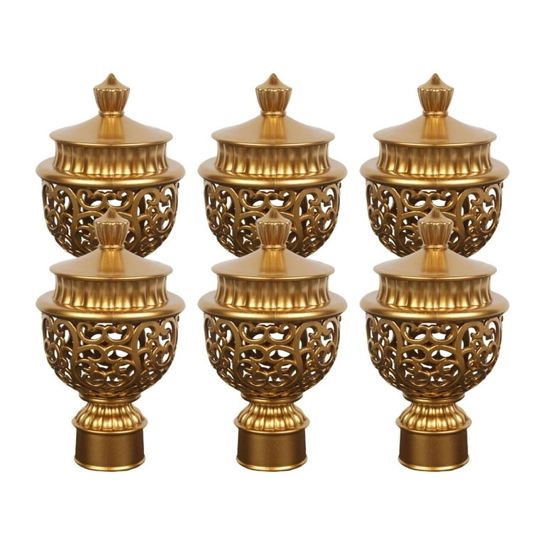 Curtain Rod Finials Openwork Lattice | Ornate Scrollwork Window Hardware