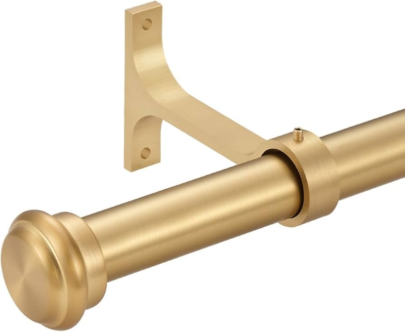 Curtain Rod Tiered End Cap Finials | Warm Gold Metal Wall Mount Drapery Rod