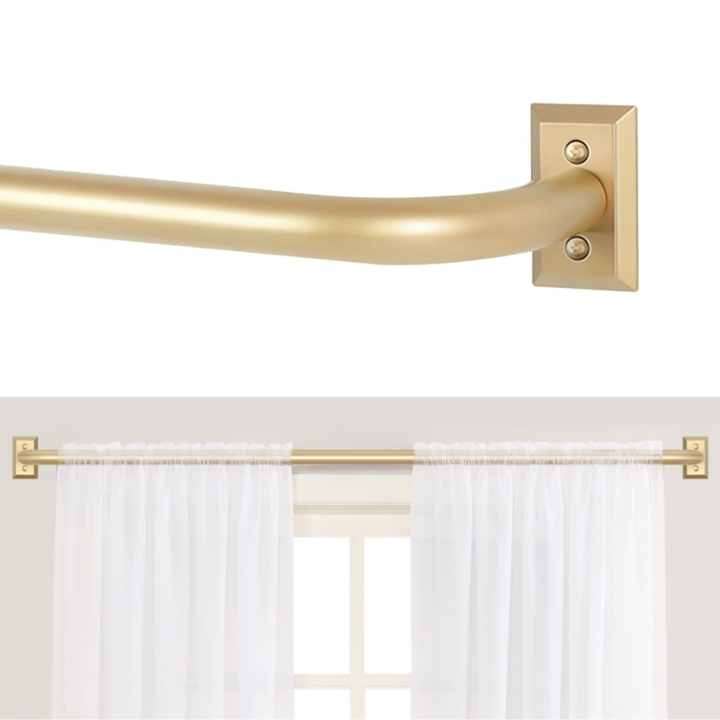 Curtain Rod Wrap Around Design | Brass French Return Drapery Rod