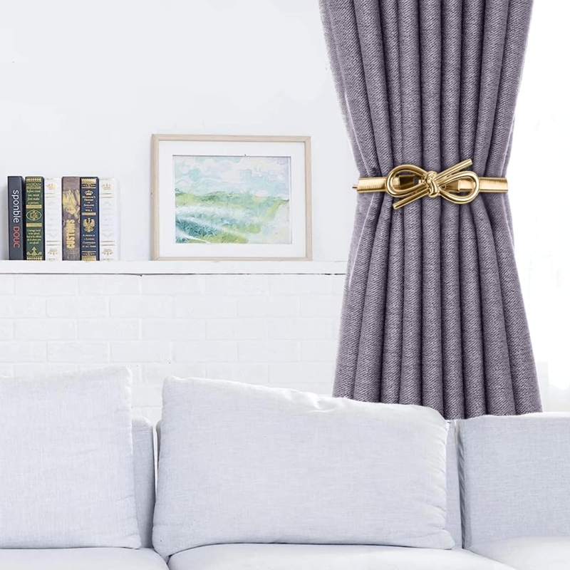 Curtain Tieback in Bow Design for Ribbed Texture Curtains, Modern Glam